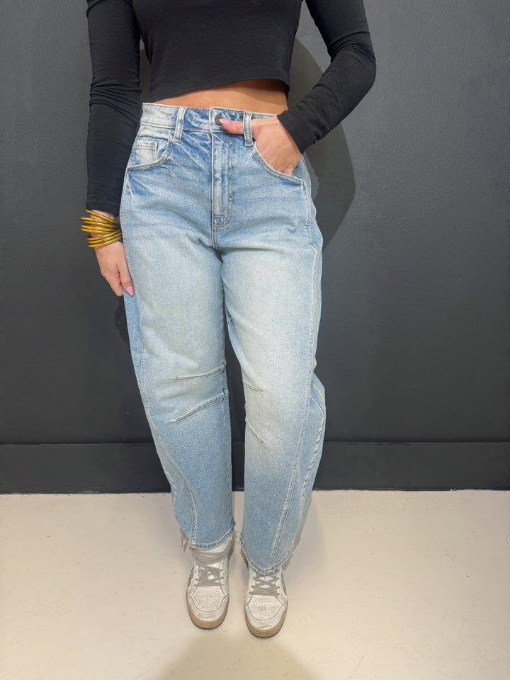 Cello Medium Wash Barrel Jeans