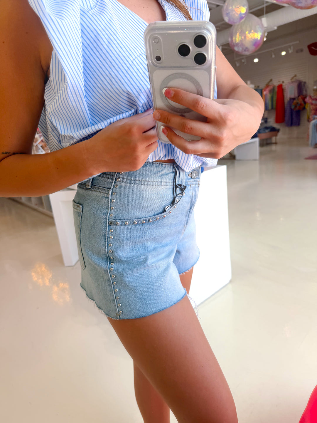 STUDDED A LINE SHORTS