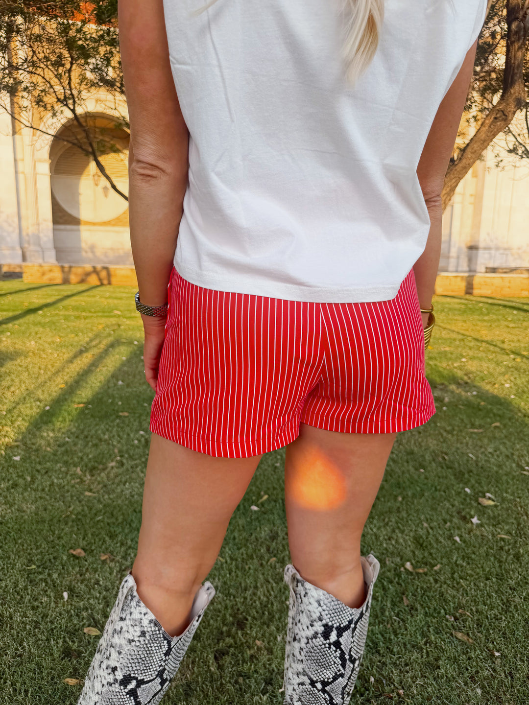 Red & White Striped Skort