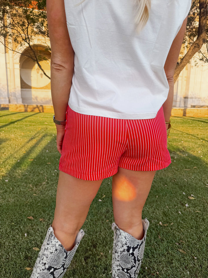 Red & White Striped Skort