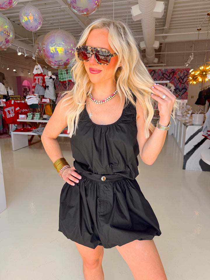 Black Poplin Bubble Skirt