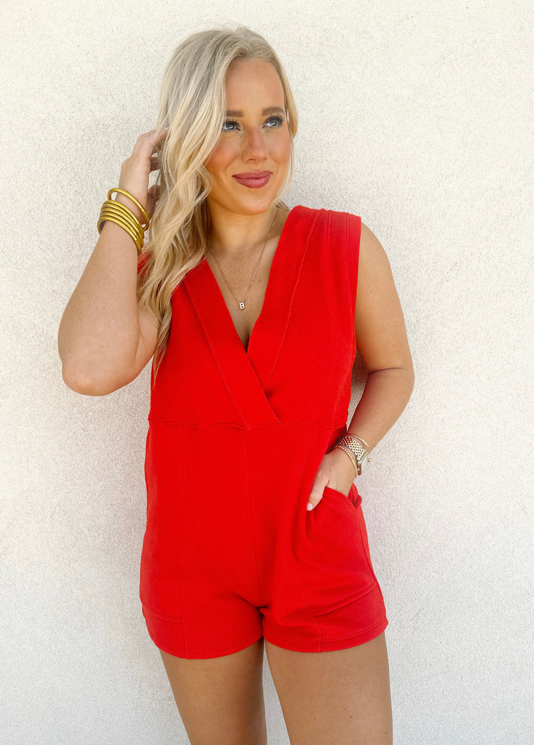 Sassy Red Sleeveless Romper