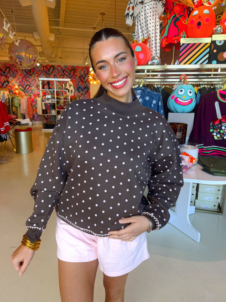 Molly Brown & Pink Polkadot Mockneck