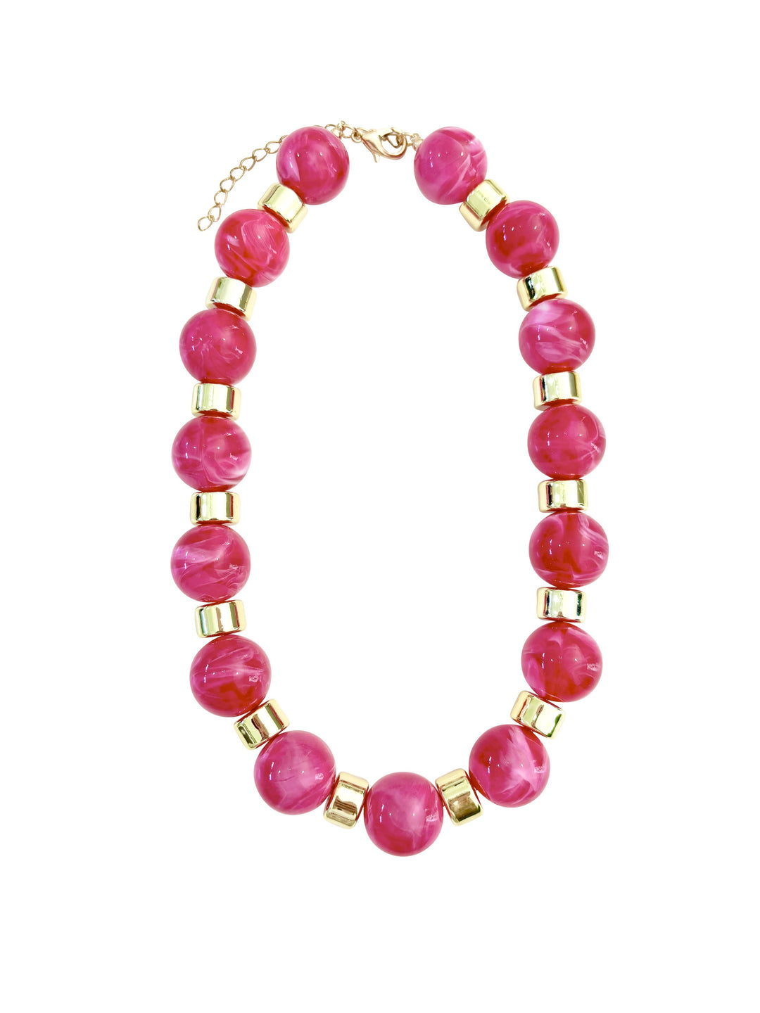 Jessica Chunky Beaded Necklace - Hot Pink