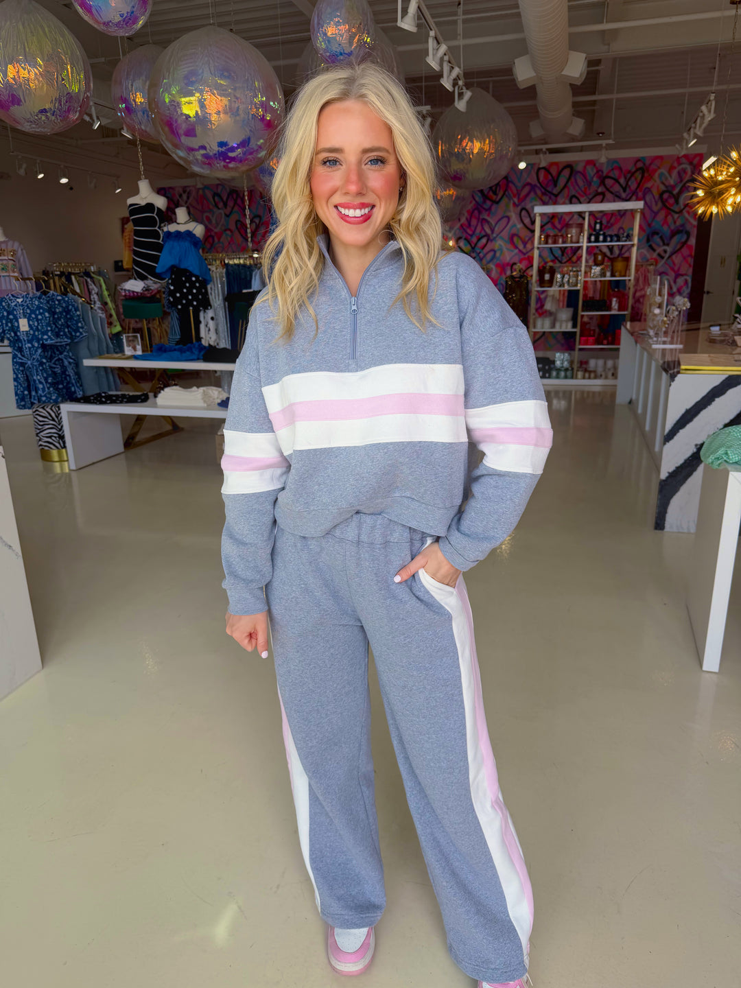 Vh Gray & Pink Stripe Set