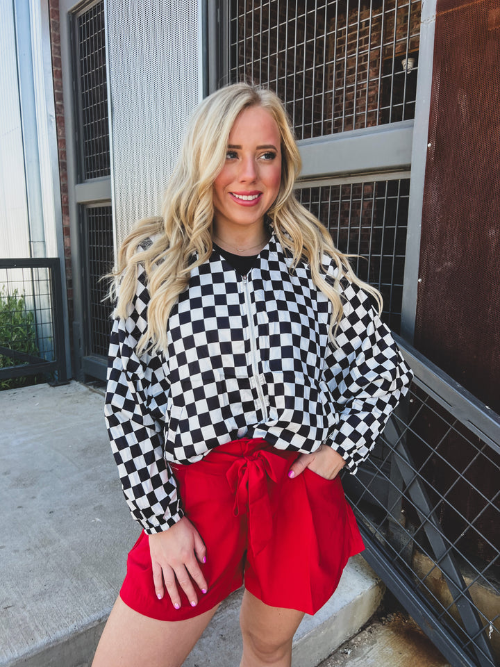 Red Swing Shorts with Tie