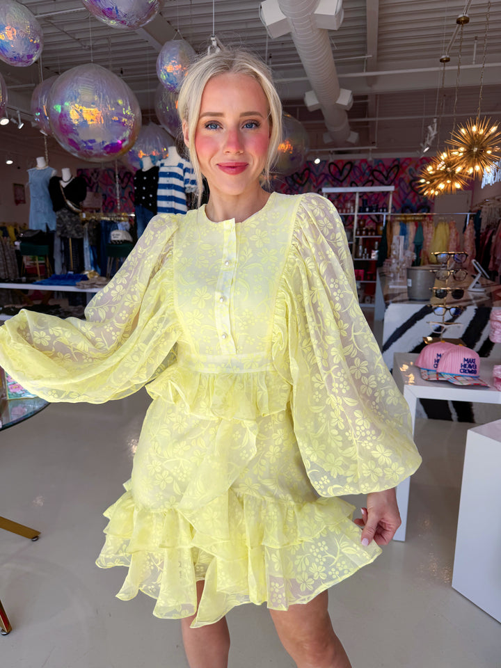 Classy Girl Era Bright Yellow Floral Dress