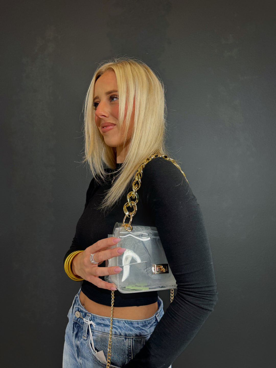 Clear Cross Body W/ Oversized Chain| 2 Colors