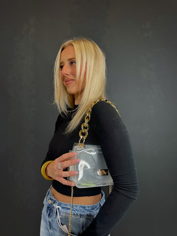 Clear Cross Body W/ Oversized Chain| 2 Colors