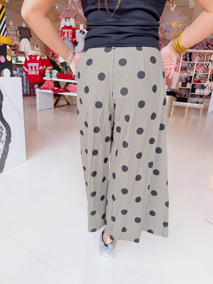 Olive Green Polkadot Balloon Pant