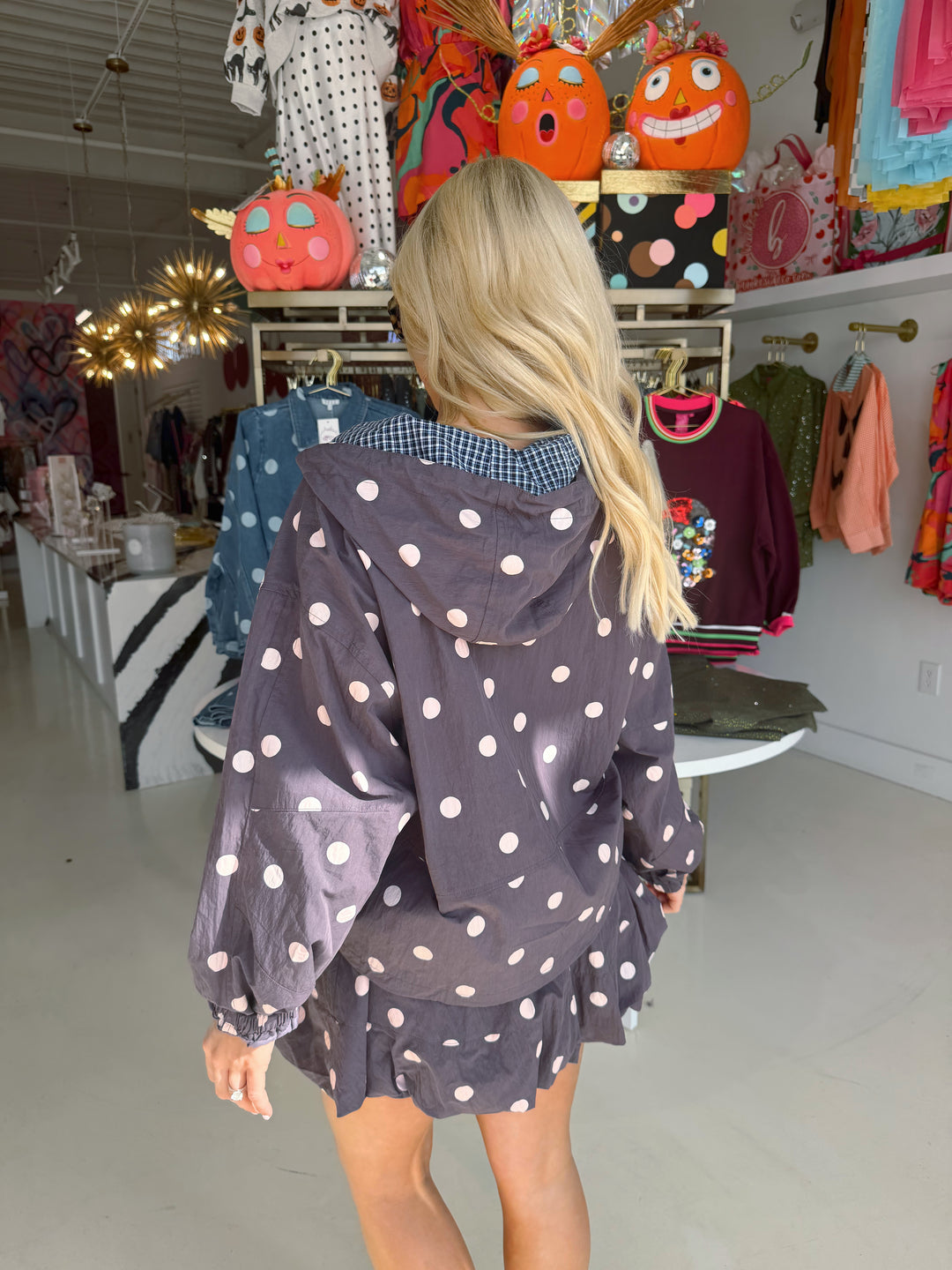Polly Purple Polkadot Balloon Skirt & Jacket Set