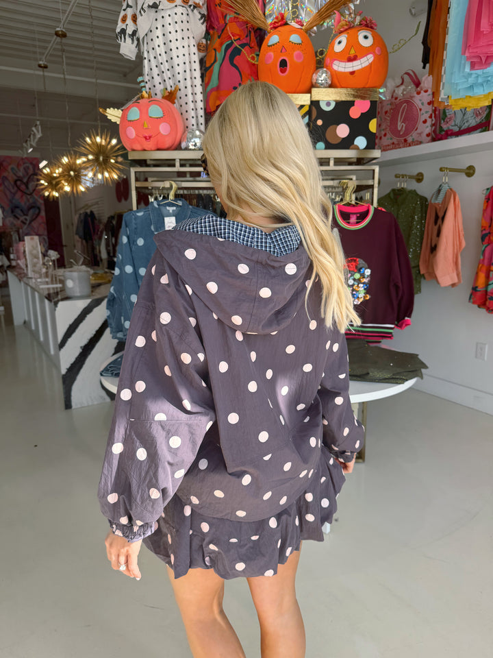 Polly Purple Polkadot Balloon Skirt & Jacket Set