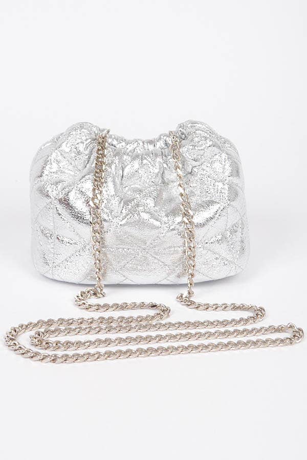 Quilted Metallic Bucket Bag