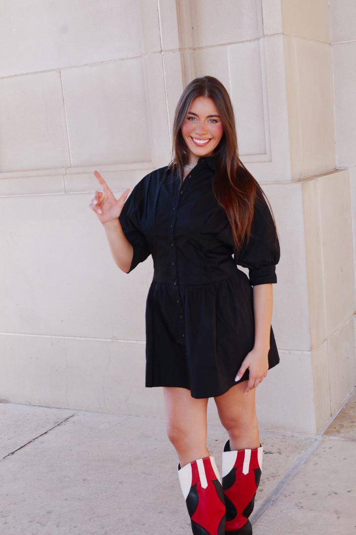 Black Puff Sleeve Dress