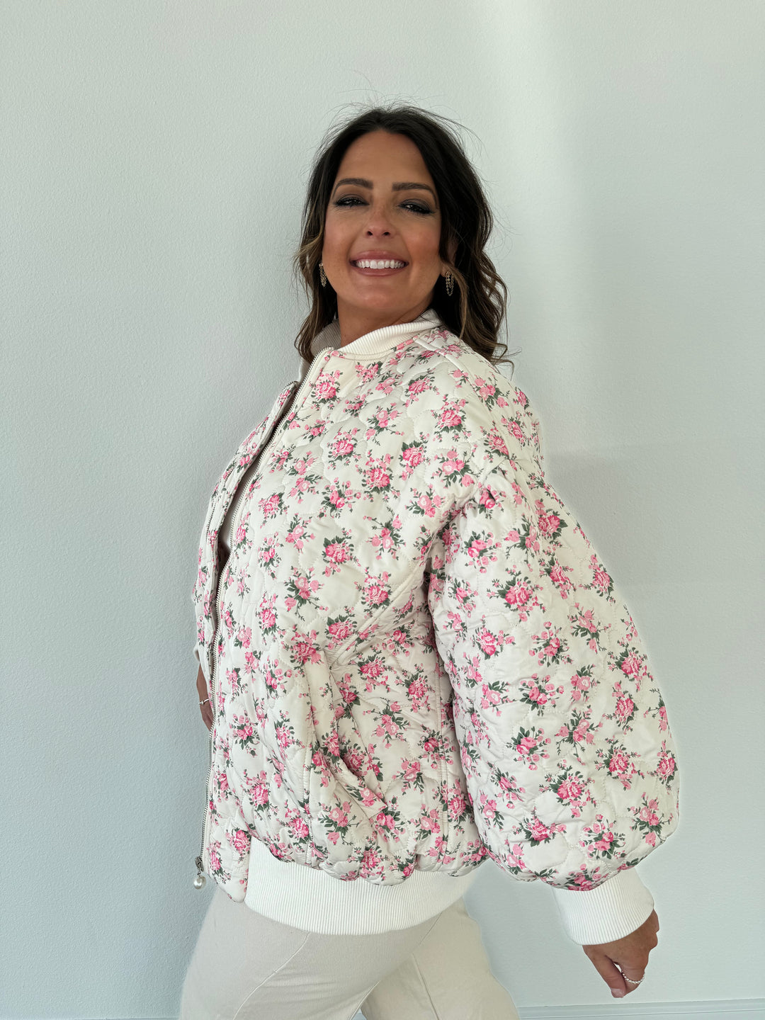 Floral Flare Quilted Oversized Jacket