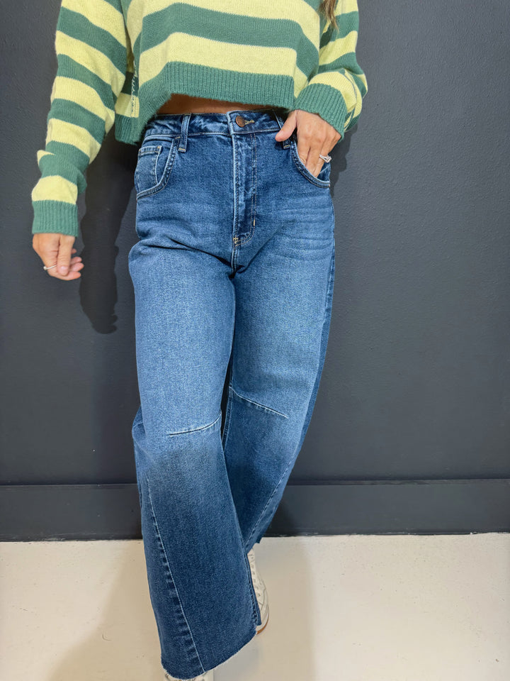 Don't Miss You Dark Barrel Jeans