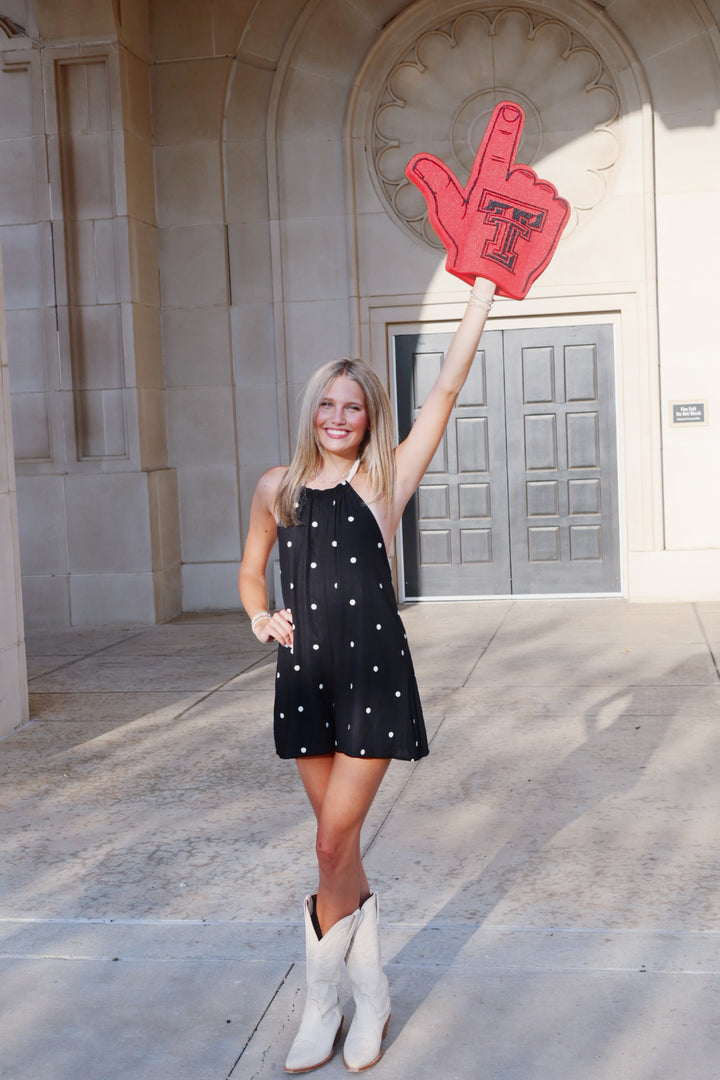 Black Polkadot Halter Romper