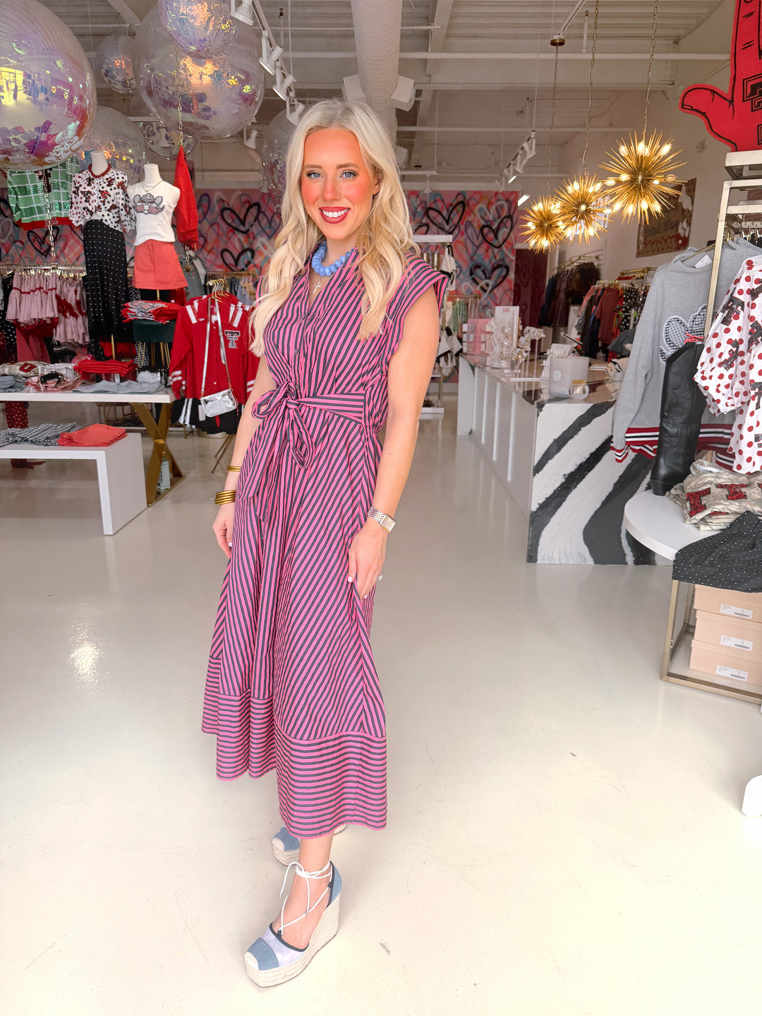 Hadley Pink & Blue Striped Maxi