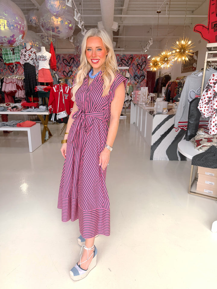 Hadley Pink & Blue Striped Maxi