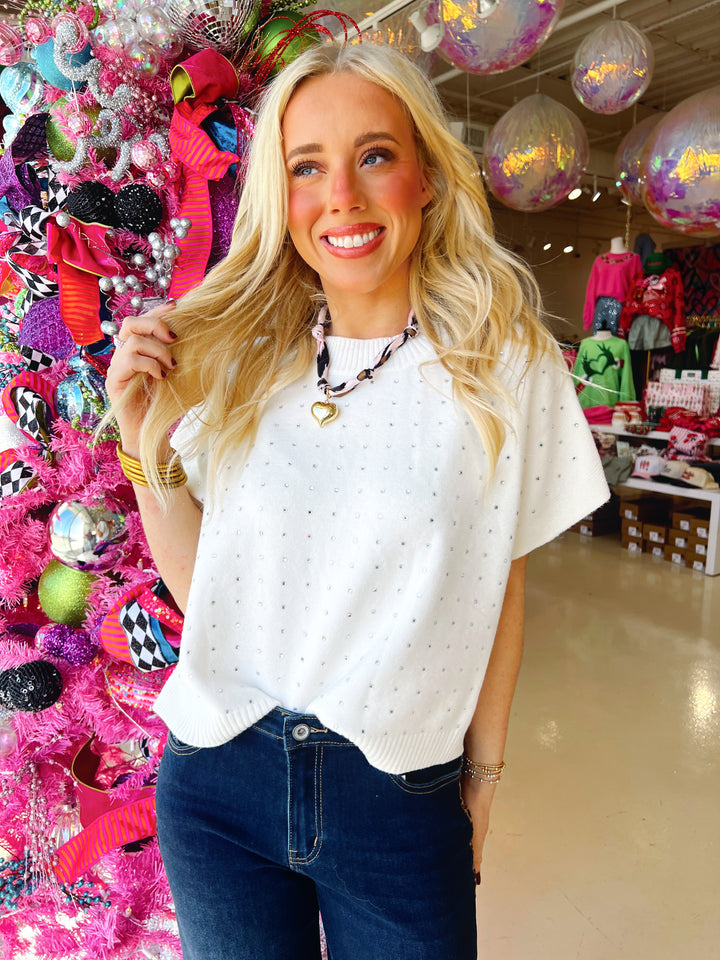 Skyler Sleeveless Rhinestone Sweater|COLORS