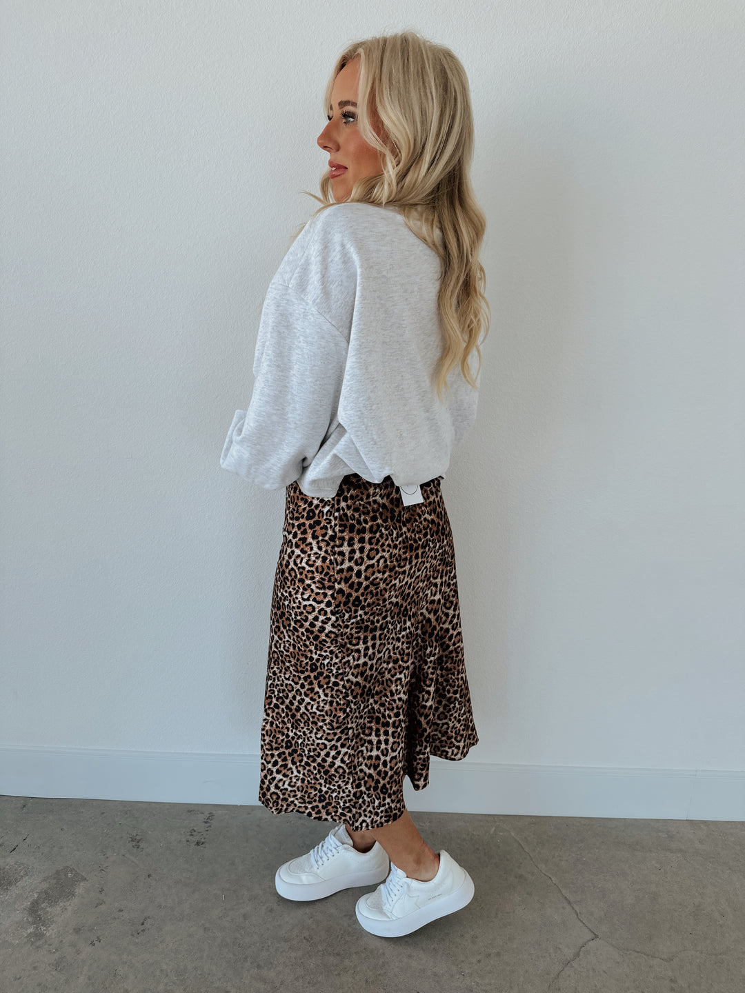 Living for Leopard A-Line Satin Skirt