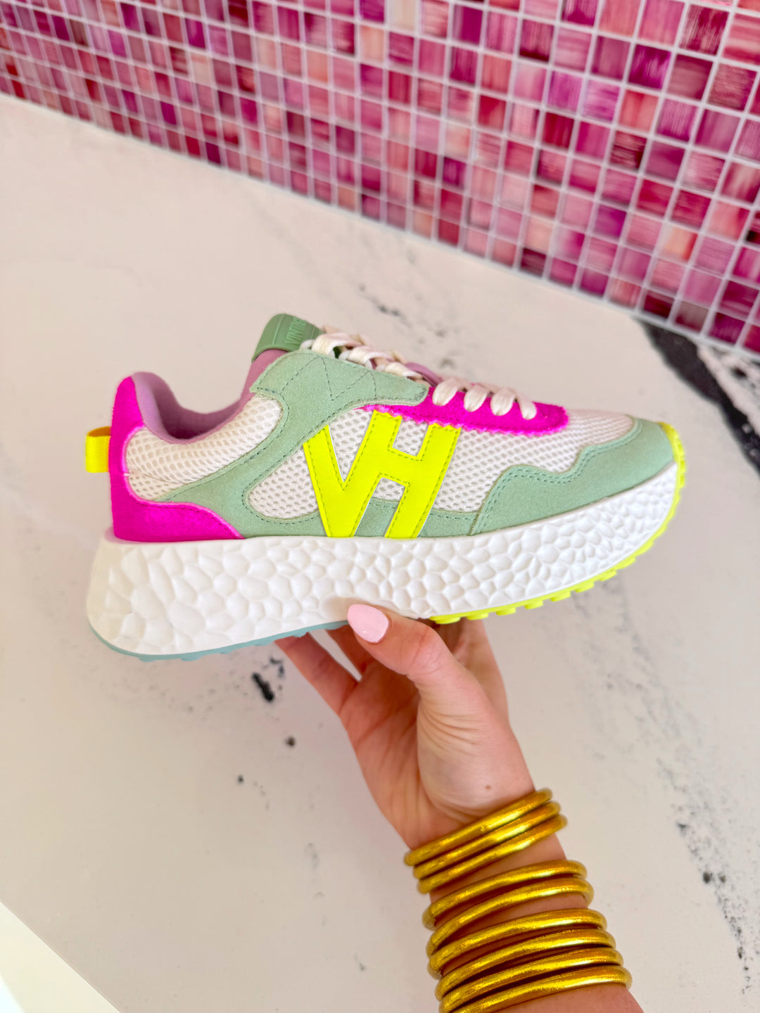 VH Starling 1 Pink/Mint/Yellow Running Sneaker