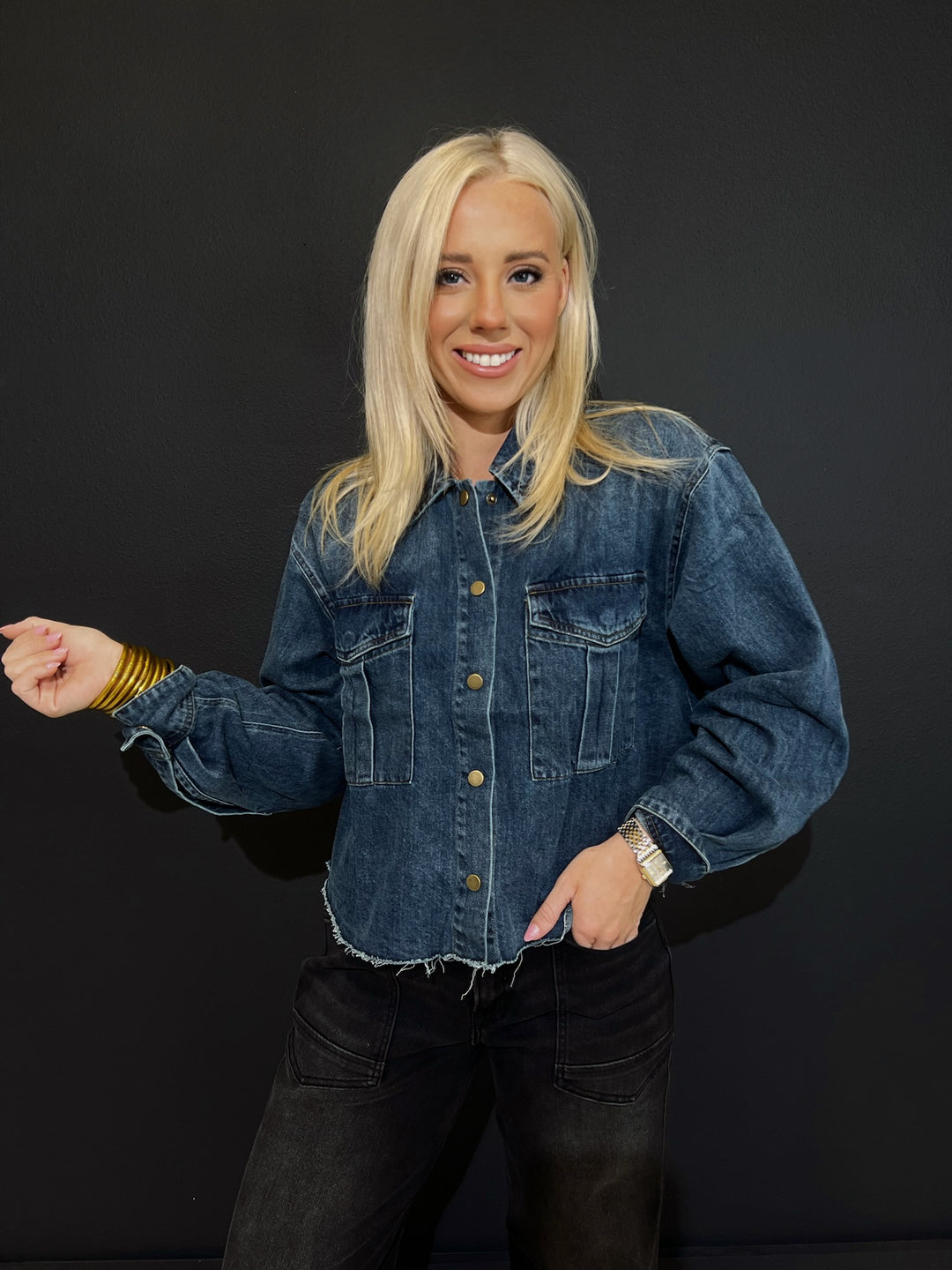 Oh So Dark Denim Button Down