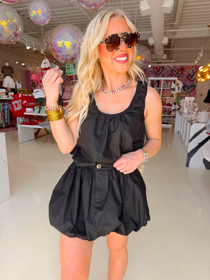 Black Poplin Bubble Skirt
