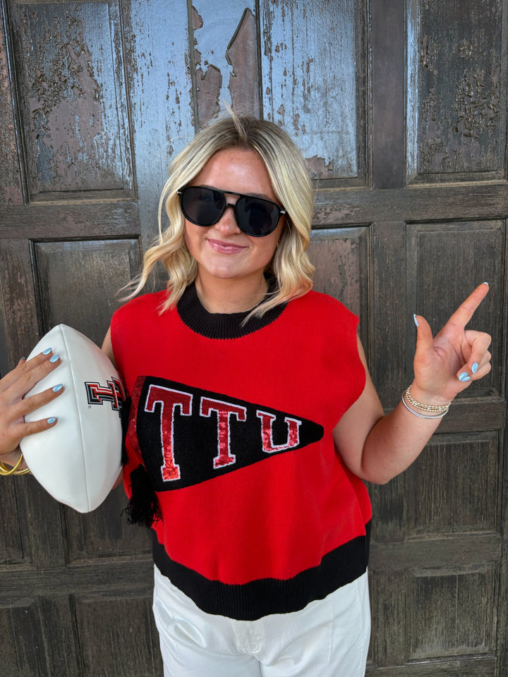 QOS Licensed Texas Tech Pennant Sweater Tank