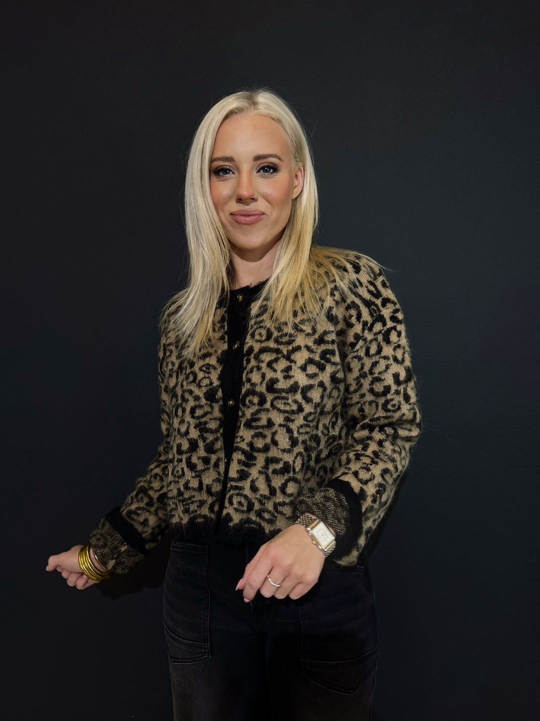 Fuzzy Leopard Cardigan Sweater
