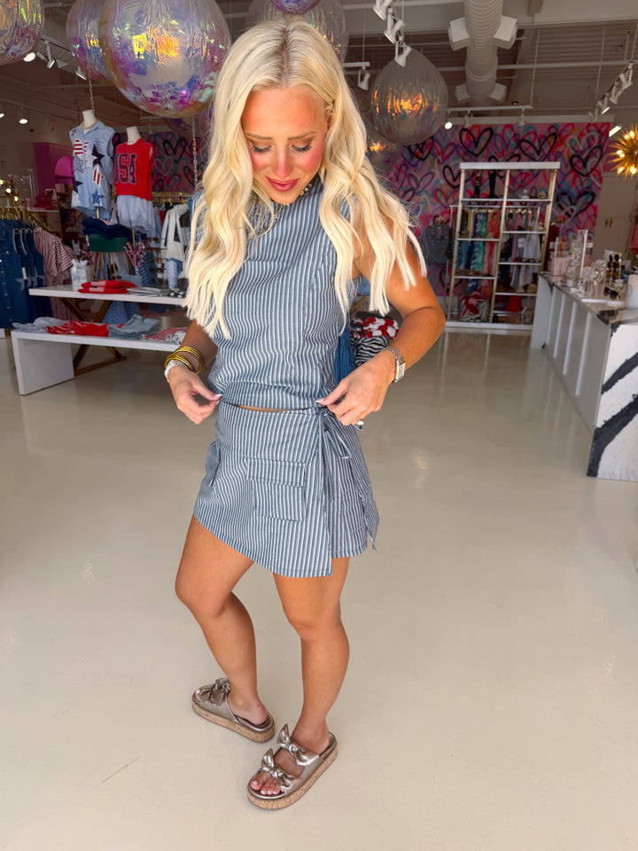 Grey Striped Skort and Top Set