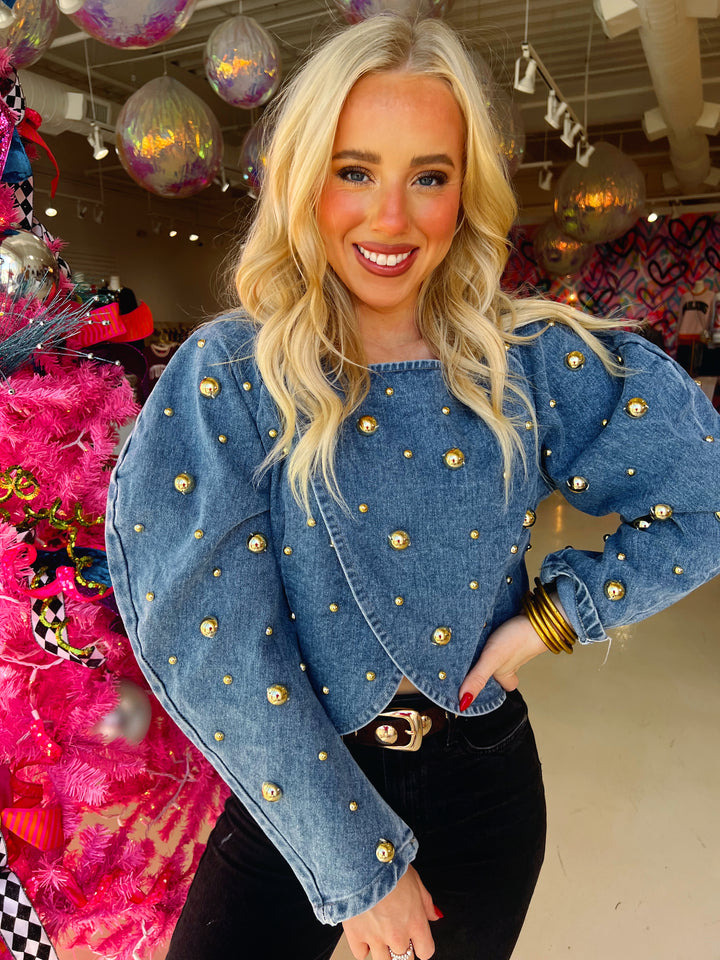 Sassiest Denim Gold Bubble Top