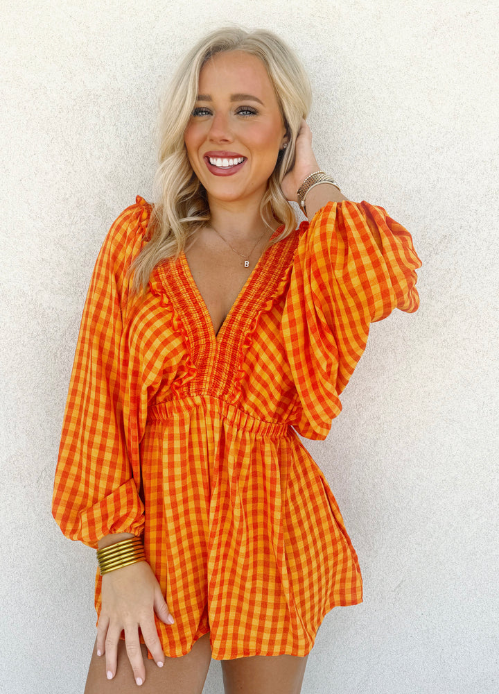 Sunset Checker Print Romper