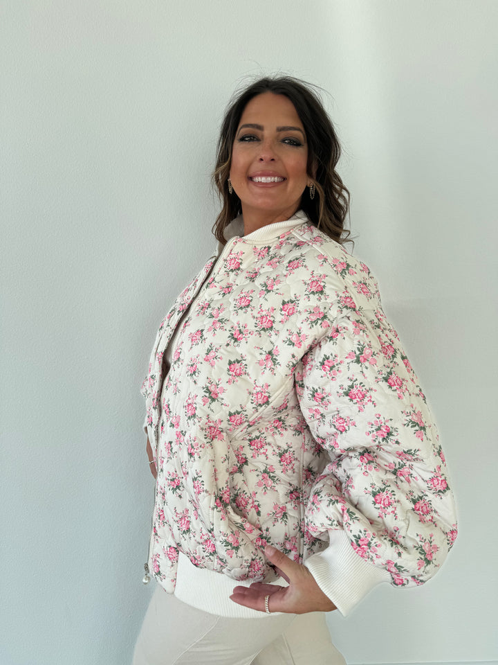 Floral Flare Quilted Oversized Jacket