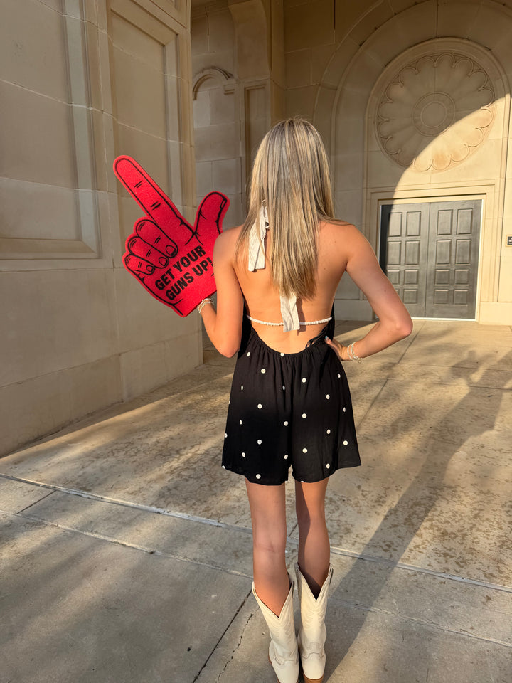 Black Polkadot Halter Romper