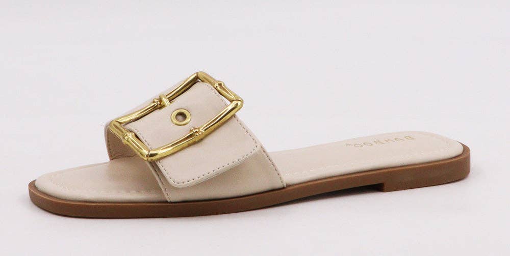 Square Buckle Band Flat Sandals| 2 Colors