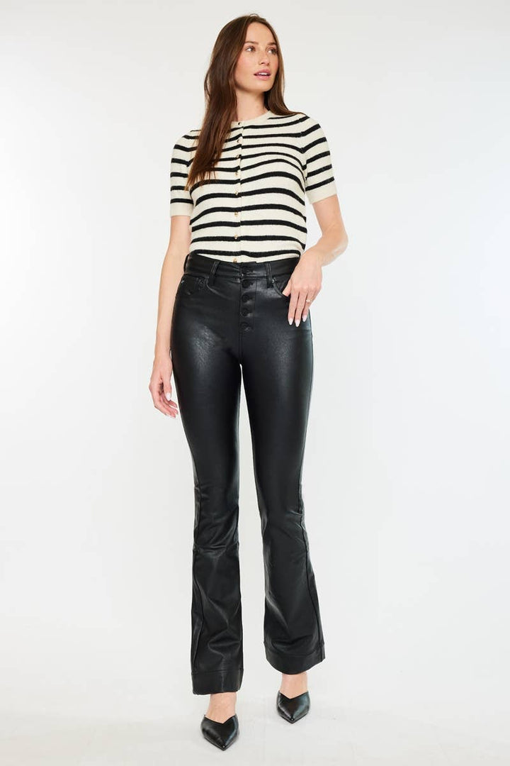Black Leather Bootcut Pants