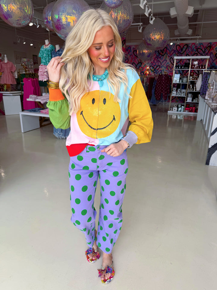 QOS Color Block Happy Button Down