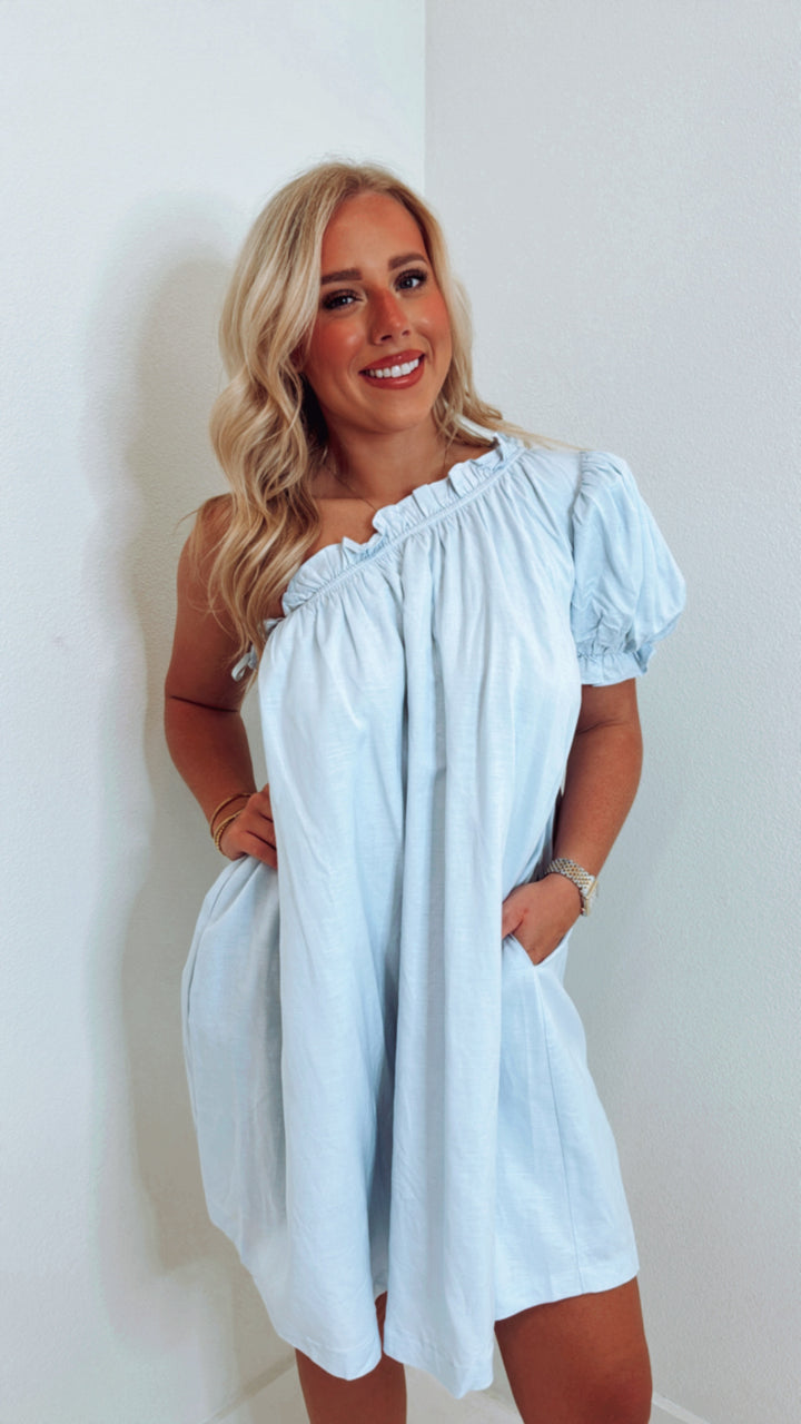 Light Blue One Shoulder Dress