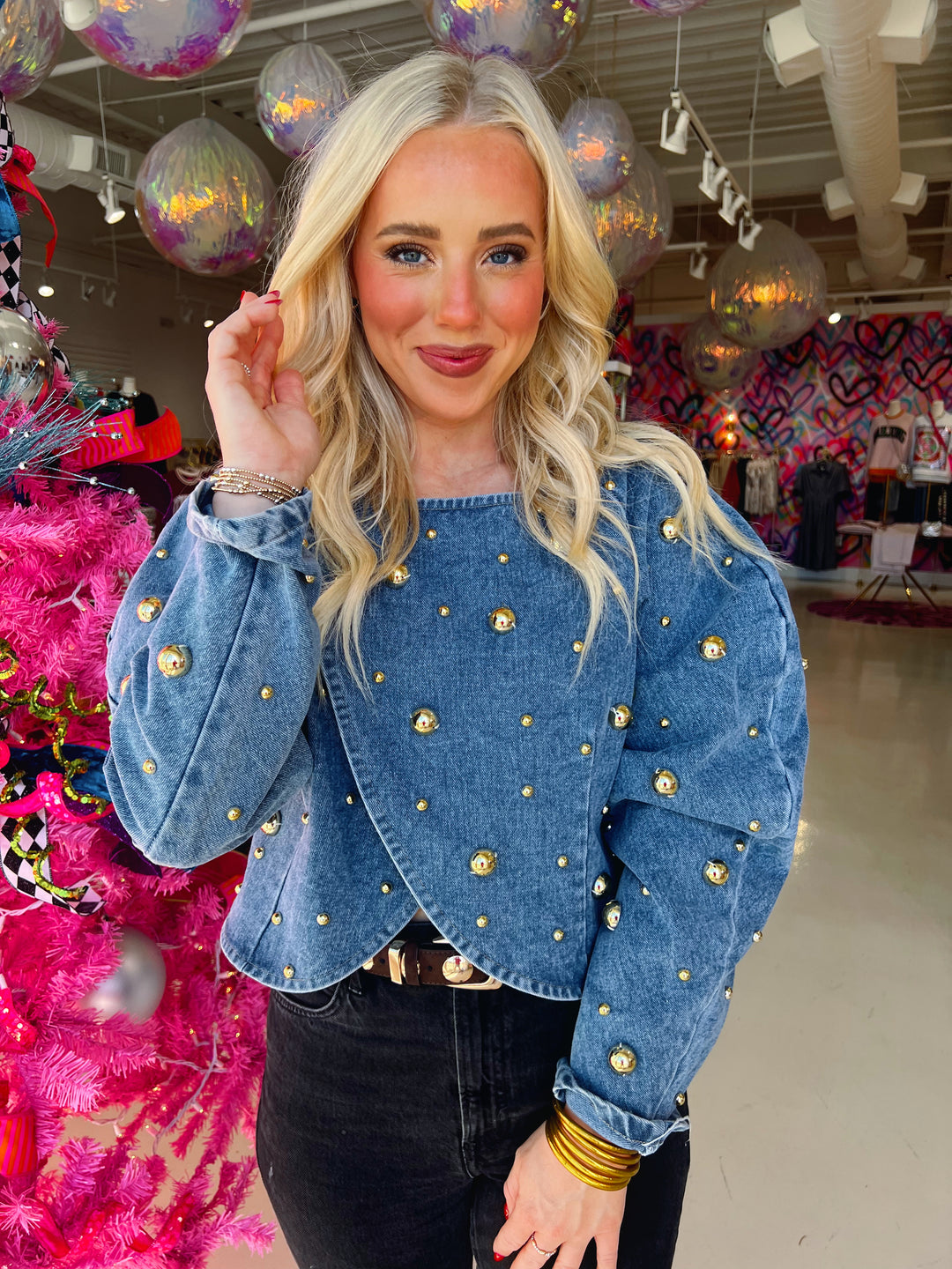 Sassiest Denim Gold Bubble Top