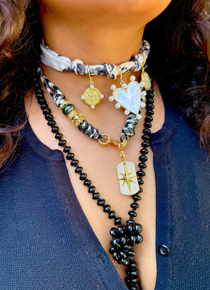 Jackie Multi Charm Scarf Necklace