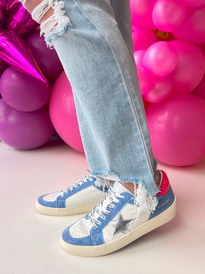 Spring Fling Hot Pink and Denim Sneakers