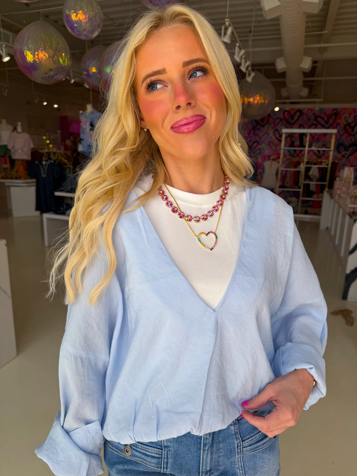 Layered Blue and White Top