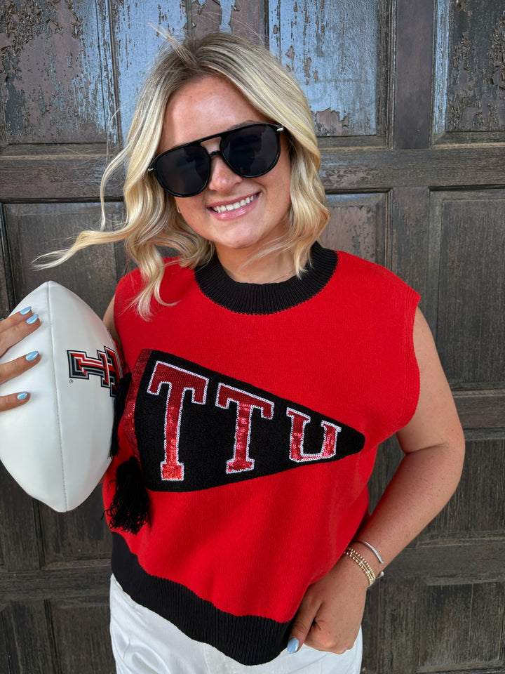 QOS Licensed Texas Tech Pennant Sweater Tank