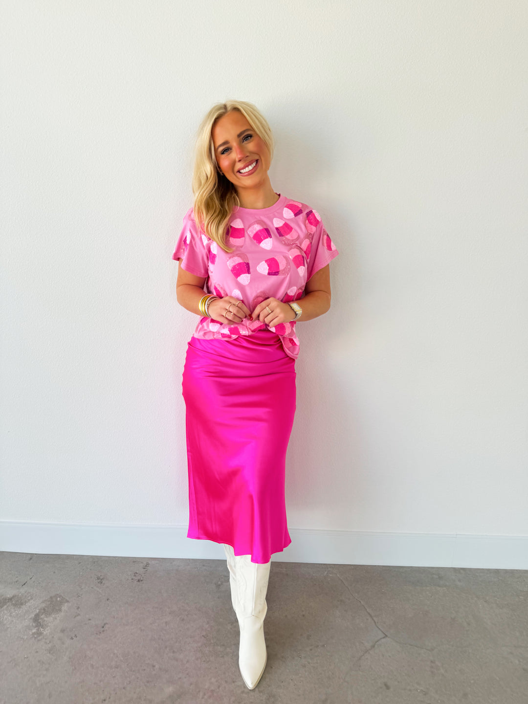 Hot Pink Satin Skirt