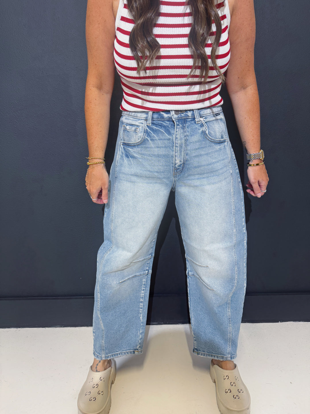 Cello Medium Wash Barrel Jeans