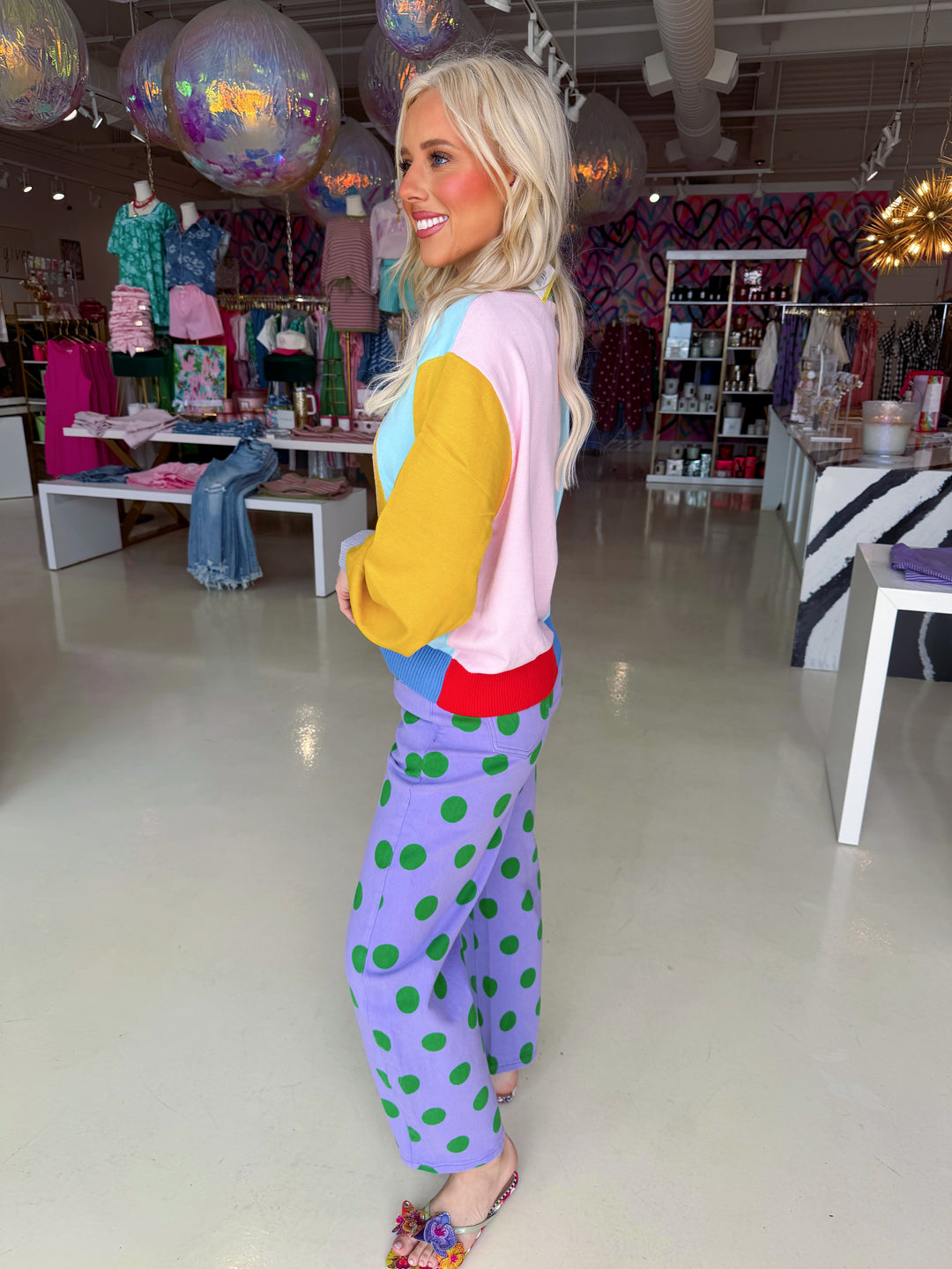 QOS Color Block Happy Button Down