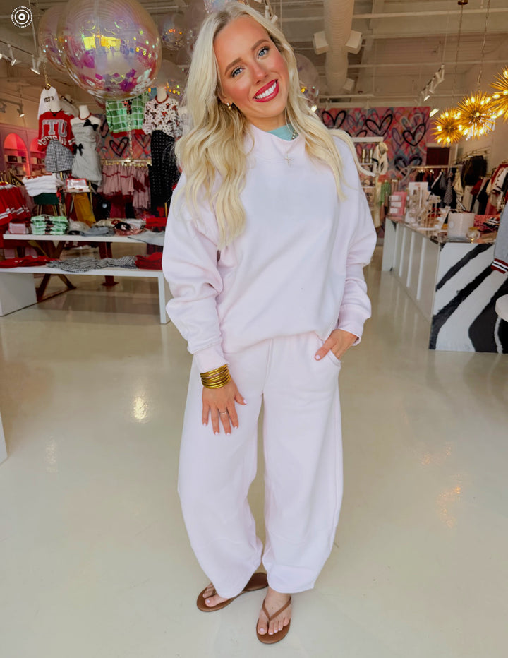 Pink Soft Surf Wash Mockneck & Barrell Pant Sweat Set
