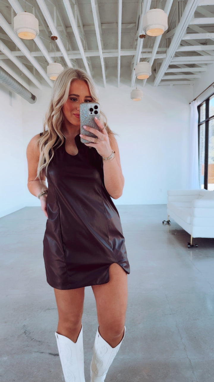 Chocolate Delight Leather Dress