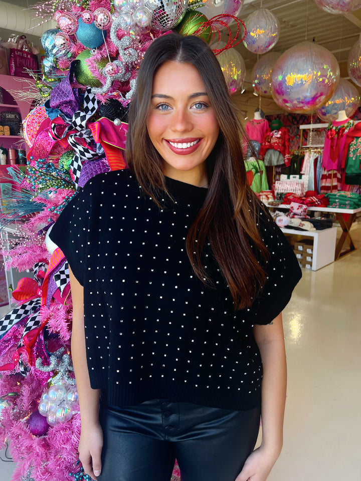 Skyler Sleeveless Rhinestone Sweater|COLORS